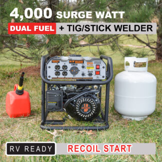 4,000 Surge Watt Dual Fuel Generator Plus Stick Welder w/CO Warning, TIG Ready