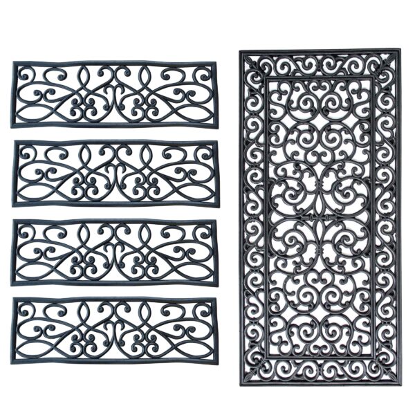 Decorative Scrollwork Entryway Rubber Mat 5 Piece Set