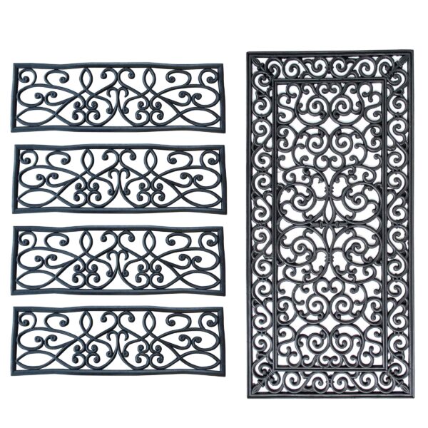 Decorative Scrollwork Entryway Rubber Mat 5 Piece Set