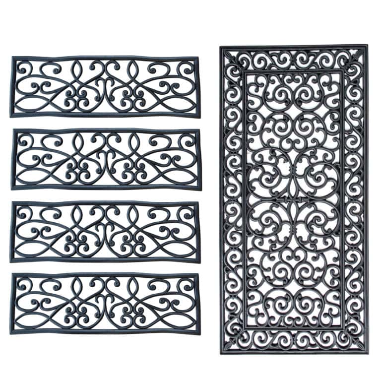 Decorative Scrollwork Entryway Rubber Mat 5 Piece Set