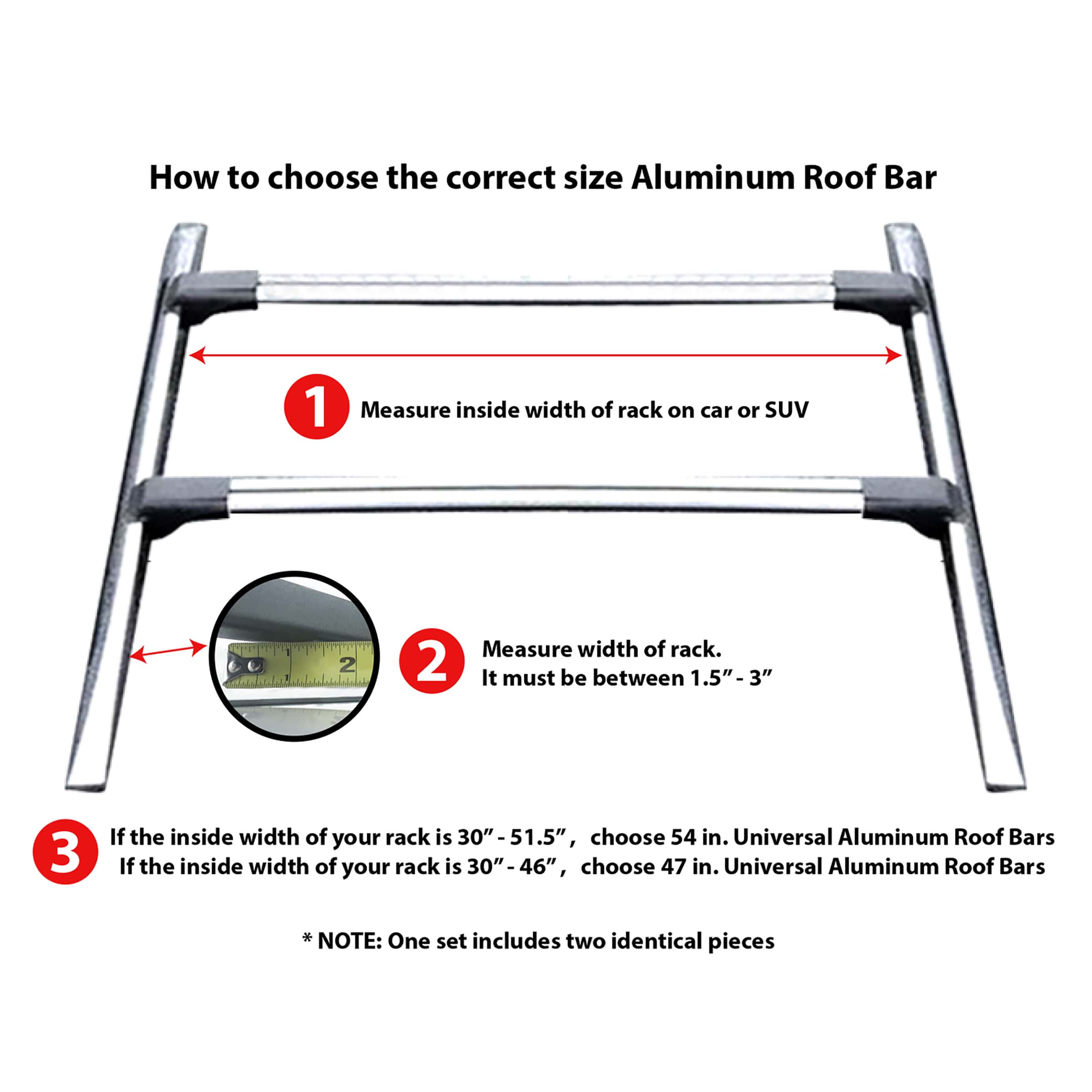 Universal Roof Cross Bars Set of 2