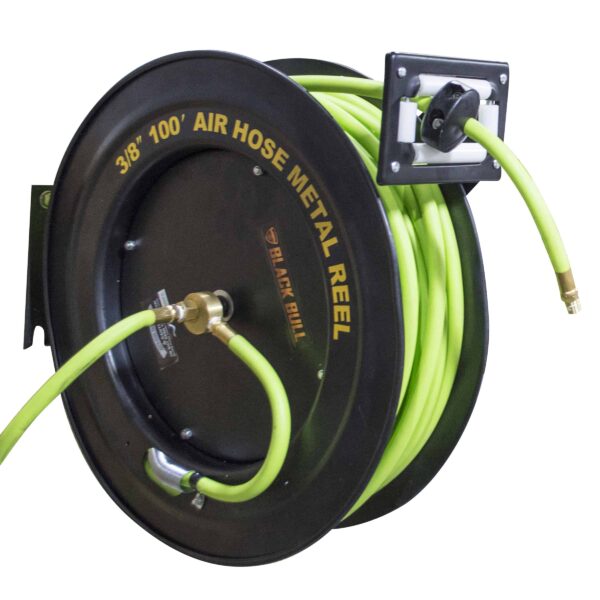 100 Foot Retractable Air Hose Reel with Auto Rewind - Black Bull 