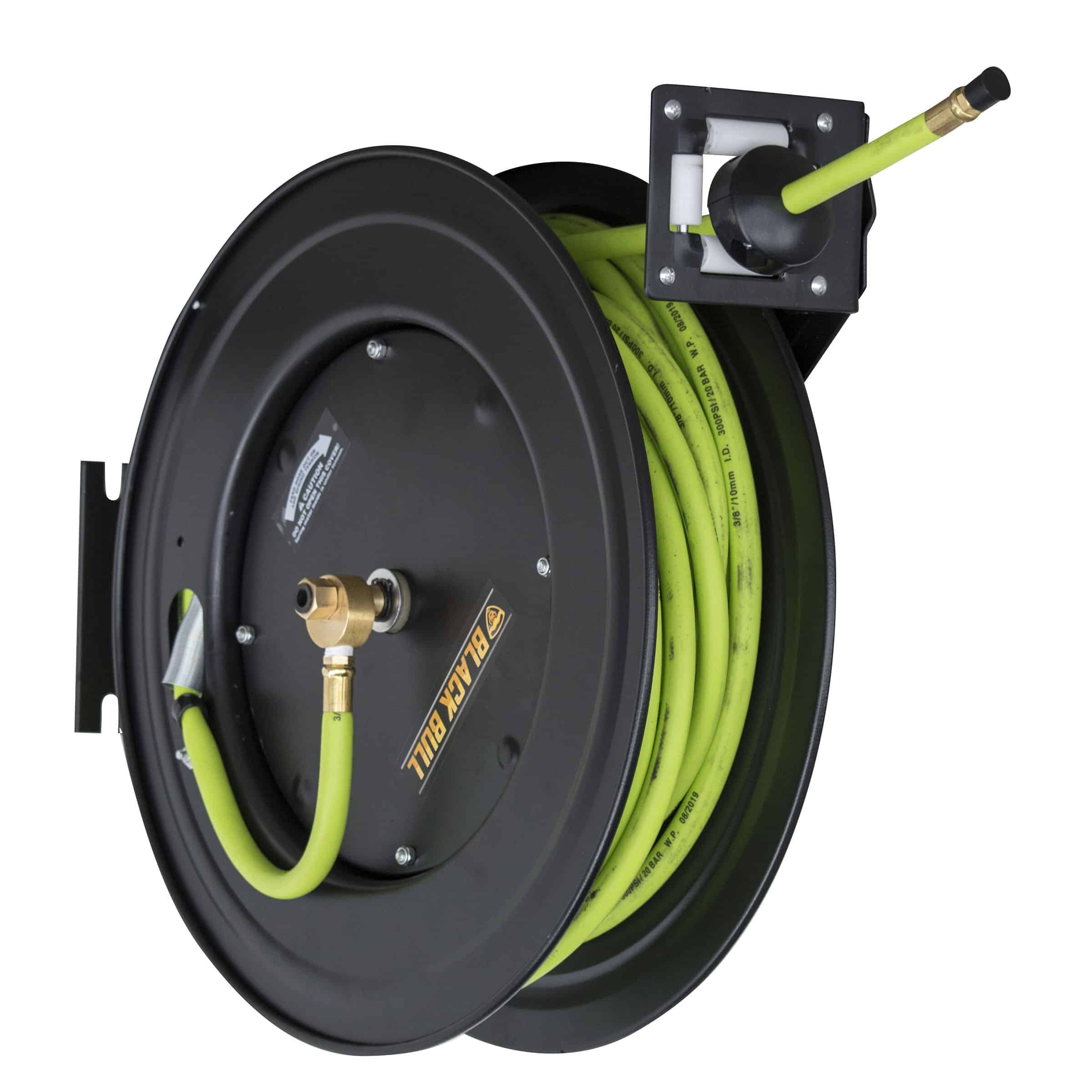 50 Foot Retractable Air Hose Reel with Auto Rewind - Black Bull 