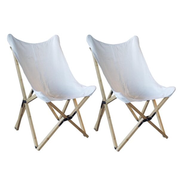 Canvas and Bamboo Butterfly Chair – White