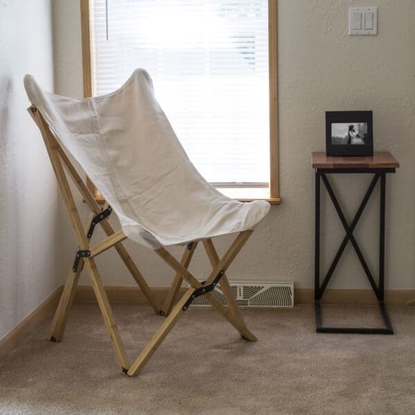 Canvas and Bamboo Butterfly Chair – White