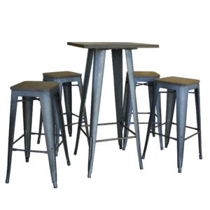 Loft Rustic Gunmetal Pub Table with Wood Top