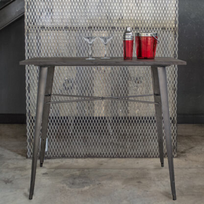 Loft Rustic Gunmetal Counter Height Metal Dining Table with Wood Top