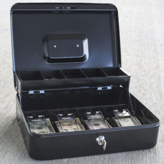 Locking Two-Tiered Cash Box with Steel Construction