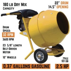 5 Cubic Foot / 2.5 HP Gasoline Cement Mixer