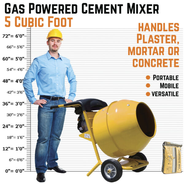5 Cubic Foot / 2.5 HP Gasoline Cement Mixer