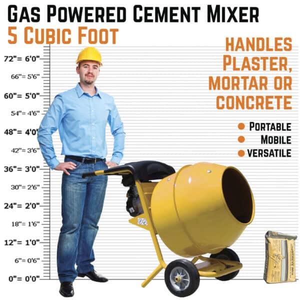 5 Cubic Foot / 2.5 HP Gasoline Cement Mixer