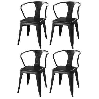 Loft Glossy Black Metal Dining Set – 5 Piece
