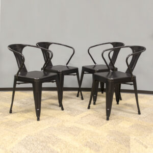 Loft Glossy Black Metal Dining Set – 5 Piece