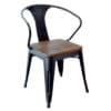 Loft Black Metal Dining Chair with Wood Seat