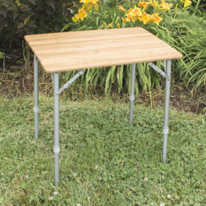 Adjustable Height Folding Bamboo Table With Carry Bag