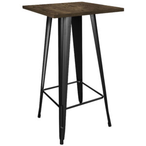 Loft Black Metal Pub Table with Wood Top