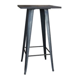 Loft Rustic Gunmetal Metal Pub Table with Wood Top