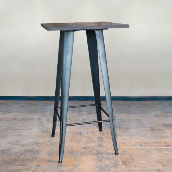 Loft Rustic Gunmetal Metal Pub Table with Wood Top