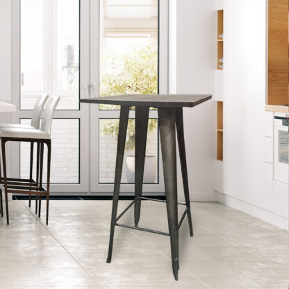Loft Rustic Gunmetal Metal Pub Table with Wood Top