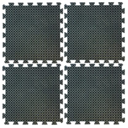 Rubber Mat 4 Piece Interlocking Set, great for warehouse and retail use
