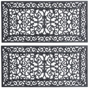 4 Ft x 2 Ft Decorative Scrollwork Entryway Rubber Door Mat