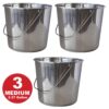 Medium Stainless Steel Buckets 3 Piece Set