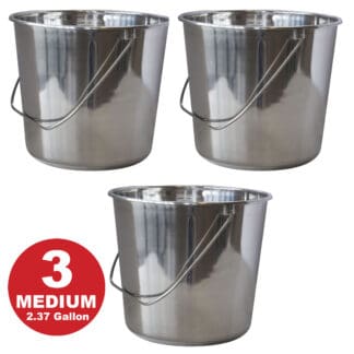 Medium Stainless Steel Buckets 3 Piece Set