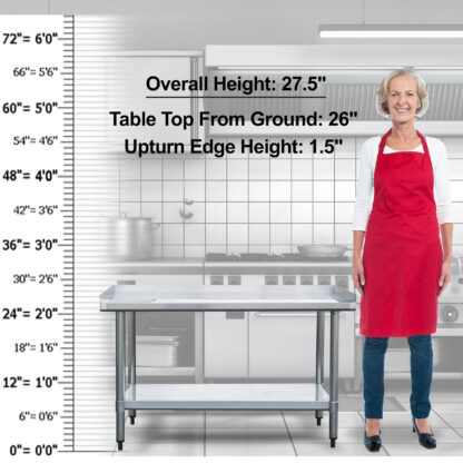 Upturned Edge Stainless Steel Work Table