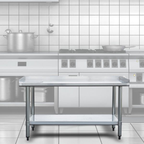 Upturned Edge Stainless Steel Work Table 24 x 48 Inches