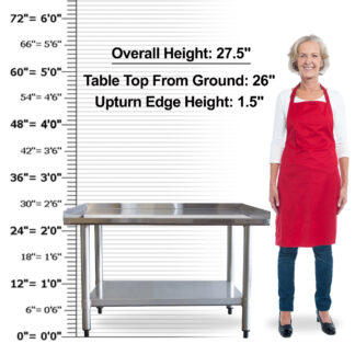 Upturned Edge Stainless Steel Work Table 24 x 48 Inches