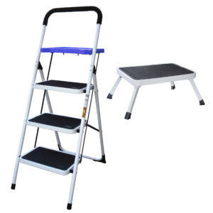 Three Step Utility Ladder With Utility Tray Plus Platform Stool