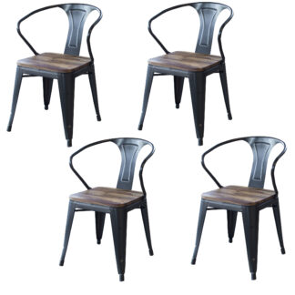 4 Piece Dining Chairs Set with Rosewood Top and Metal Legs
