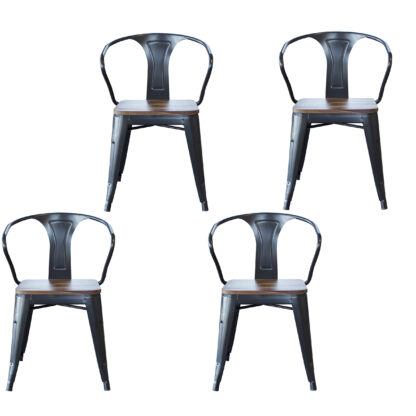 4 Piece Dining Chairs Set with Rosewood Top and Metal Legs