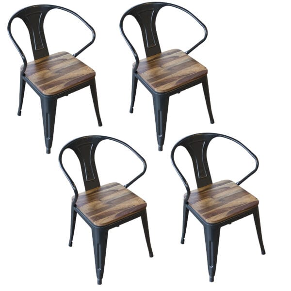 4 Piece Dining Chairs Set with Rosewood Top and Metal Legs