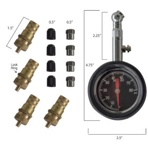 Deflators Set with 2 Inch Tire Pressure Gauge 13 Piece Set