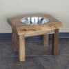 Single Pet Feeder Acacia Wood Live Edge