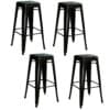 4 Piece Set 30 inch Black Metal Loft Barstools