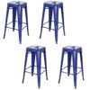 30 Inch Blue Metal Loft Bar Stools