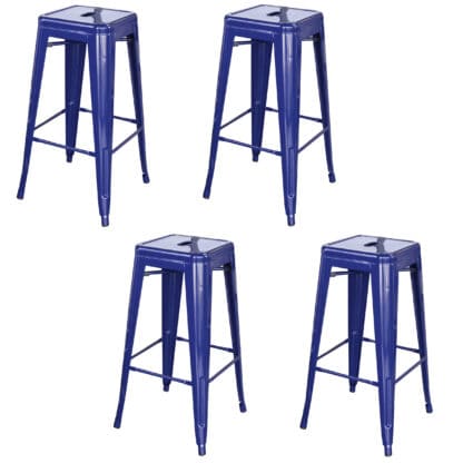 30 Inch Blue Metal Loft Bar Stools