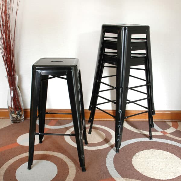 4 Piece Set 30 inch Black Metal Loft Barstools