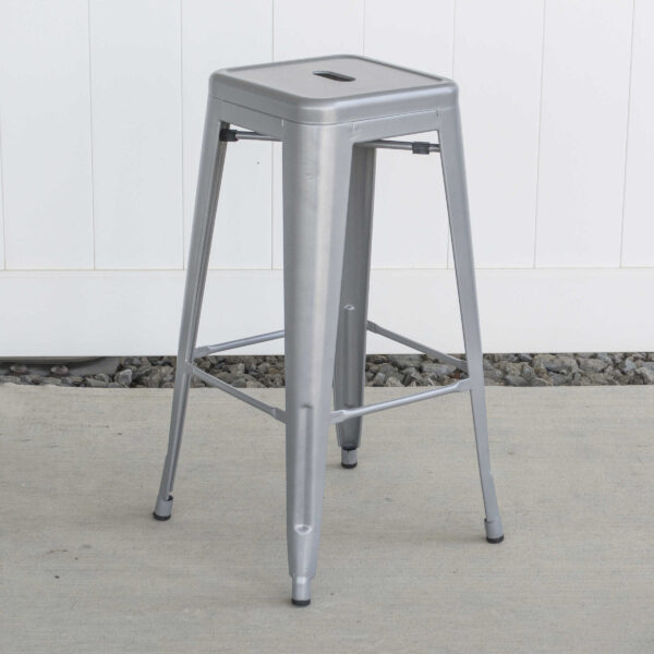 4 Piece Set 30 Inch Silver Metal Loft Bar Stools