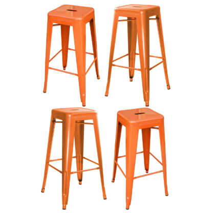 30 Inch Orange Metal Loft Bar Stools