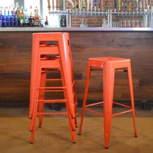 4 Piece Set 30 inch Orange Metal Loft Barstools – AmeriHome