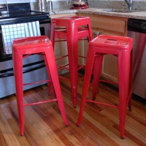 4 Piece Set 30 Inch Red Metal Loft Bar Stool