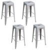 4 Piece Set 30 Inch Silver Metal Loft Bar Stools