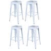 4 Piece Set 30 inch White Metal Loft Bar Stools - AmeriHome