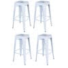 4 Piece Set 30 inch White Metal Loft Bar Stools - AmeriHome