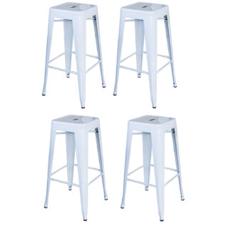 4 Piece Set 30 inch White Metal Loft Bar Stool