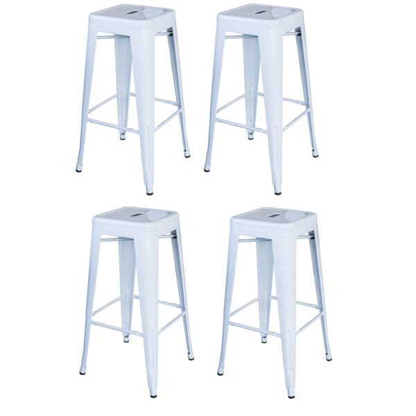 4 Piece Set 30 inch White Metal Loft Bar Stools - AmeriHome