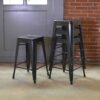 Set of 4 24 Inch Black Metal Loft Bar Stools - AmeriHome